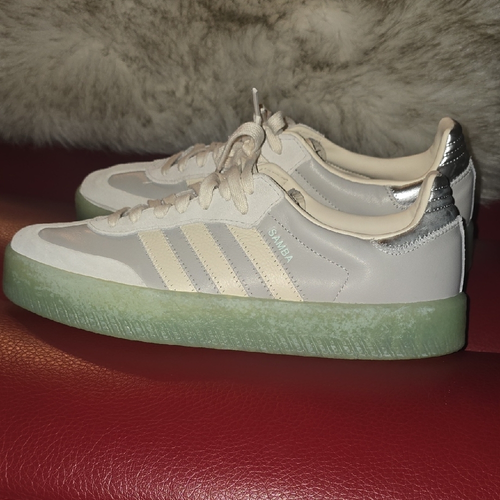 Adidas Sambae Sneakers in Gray With Transparent Green Sole, Sz 11 - Picture 3 of 8